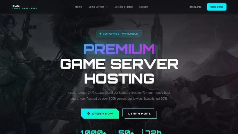 Ark Game Server Hosting homepage screenshot