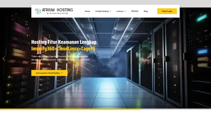Atrium Hosting homepage screenshot