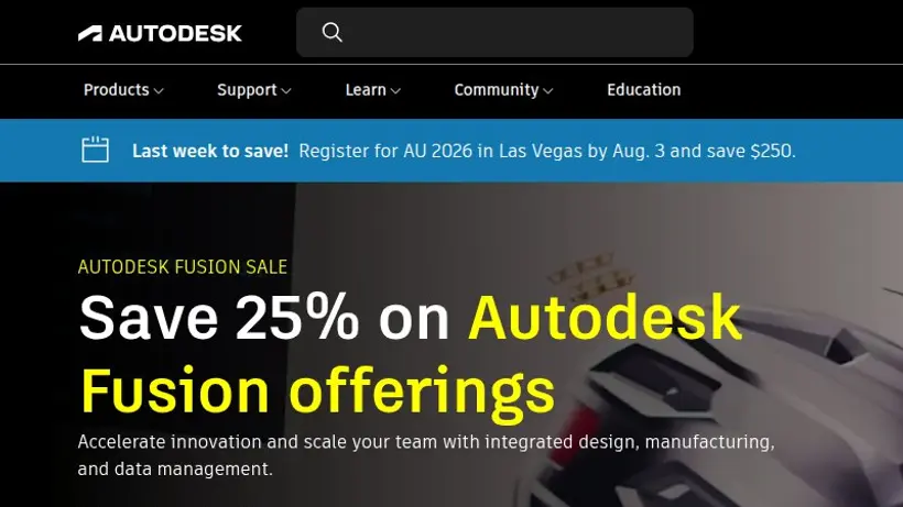 Autodesk homepage screenshot