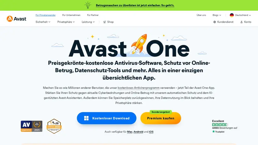 Avast homepage screenshot