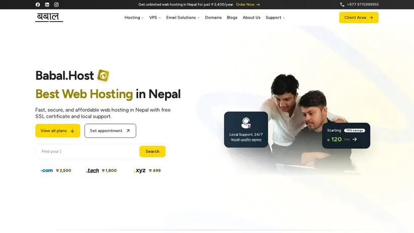 Babal Host homepage screenshot
