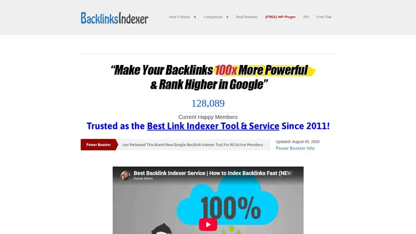 Backlinks Indexer homepage screenshot
