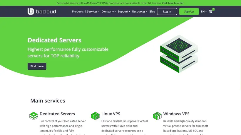 BA Cloud homepage screenshot