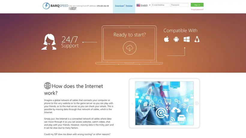 Barq Speed homepage screenshot