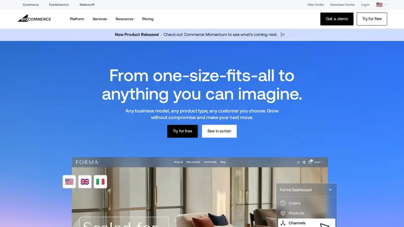 BigCommerce homepage screenshot