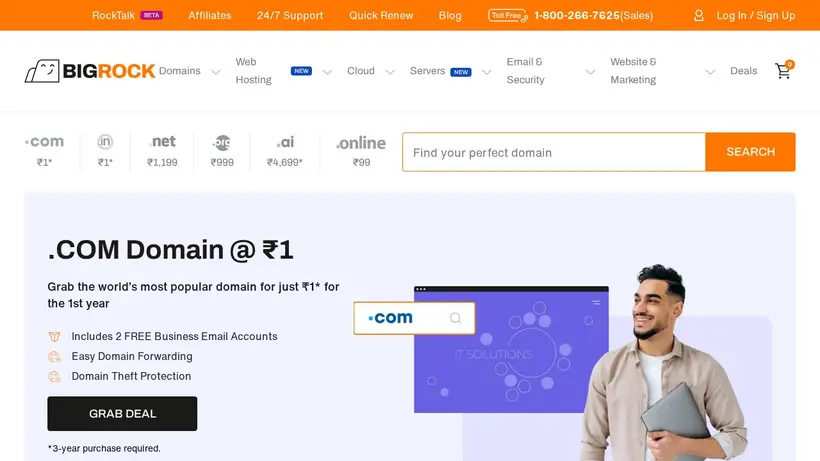 BigRock.in homepage screenshot