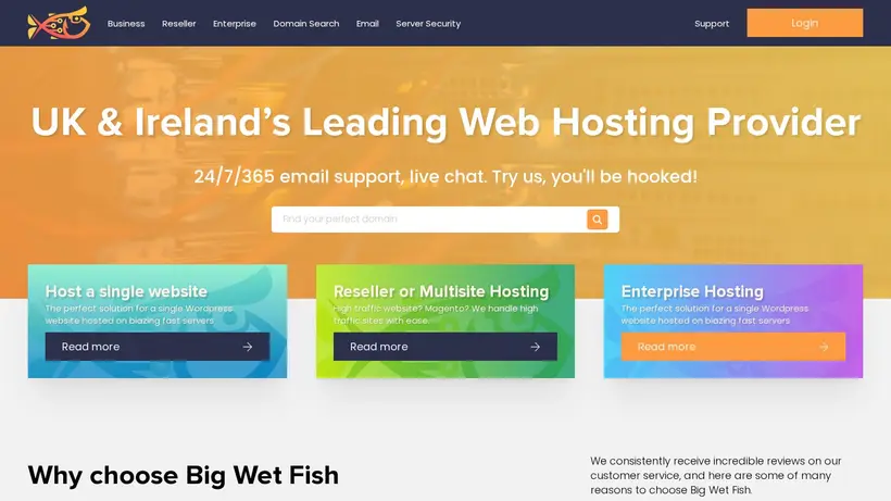 Big Wet Fish homepage screenshot