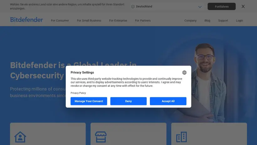 Bitdefender UK homepage screenshot