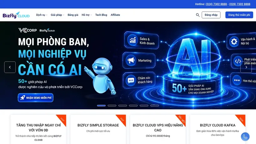 BizFly Cloud Vietnam homepage screenshot