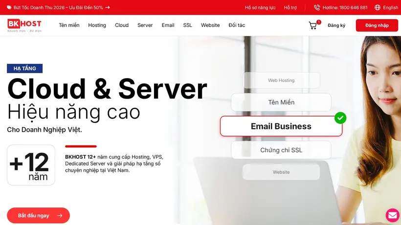 Bkhost Vietnam homepage screenshot