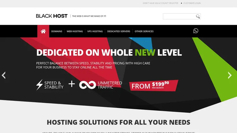 Black HOST homepage screenshot