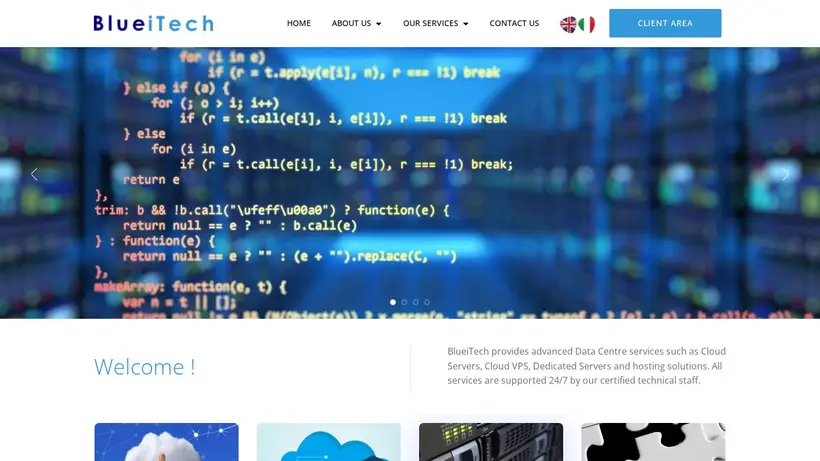 Blue iTech homepage screenshot