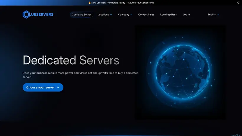 BlueServers.com homepage screenshot