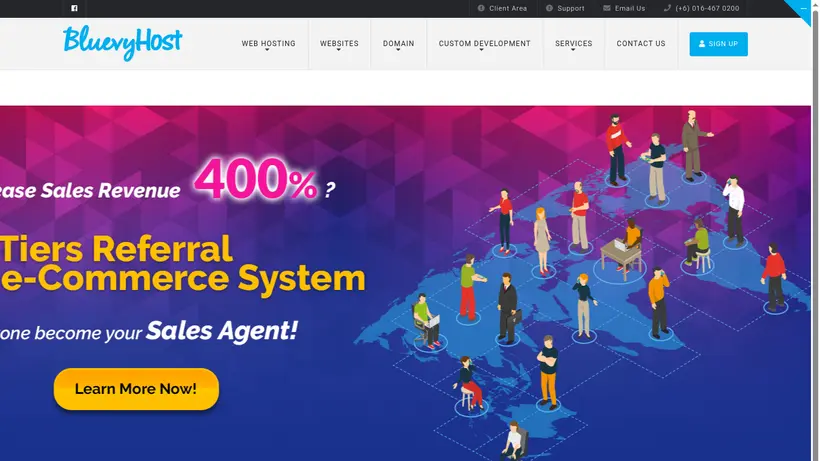 Bluevy Host homepage screenshot