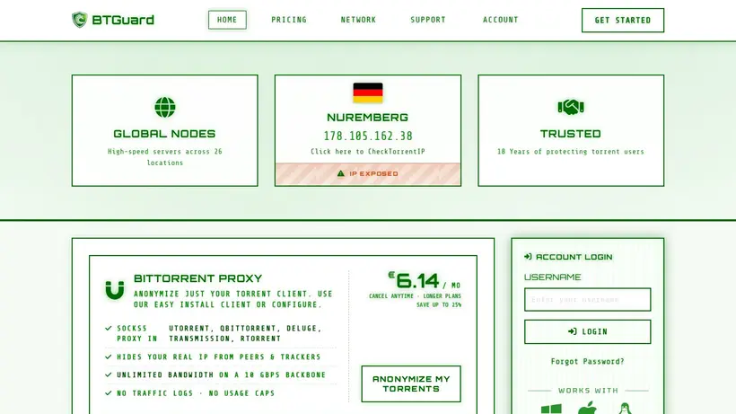 BT Guard homepage screenshot