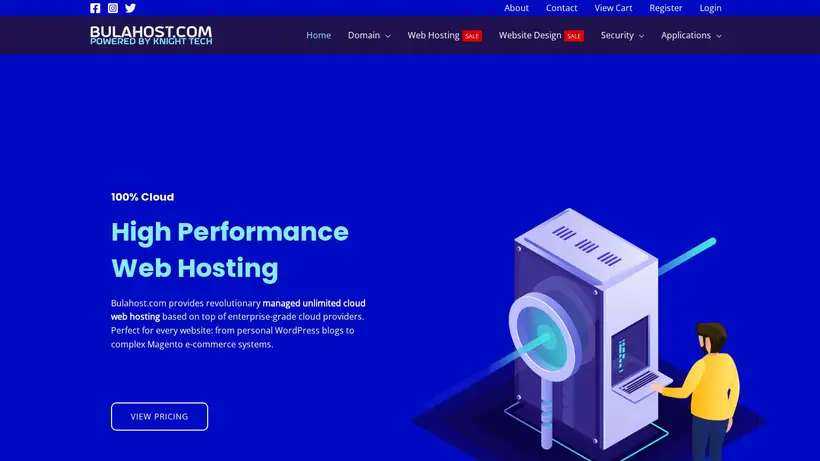 Bula Host homepage screenshot