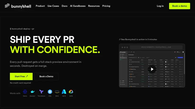 Bunny Shell homepage screenshot