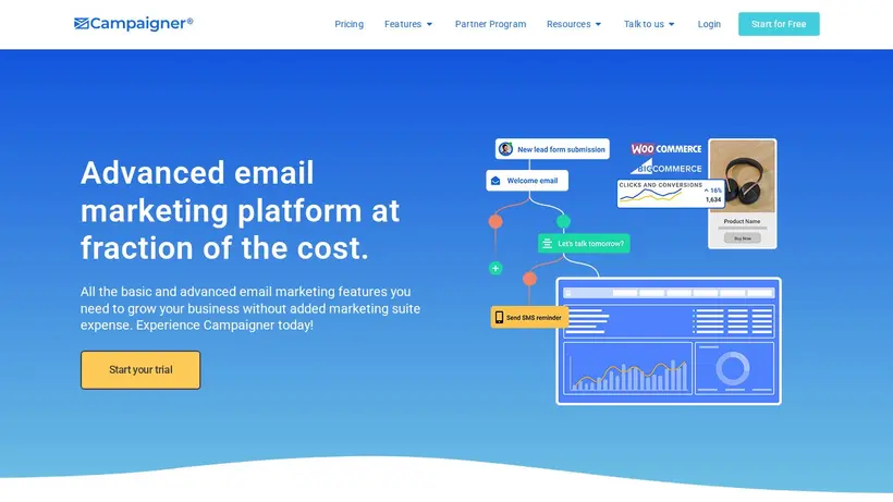 Campaigner homepage screenshot