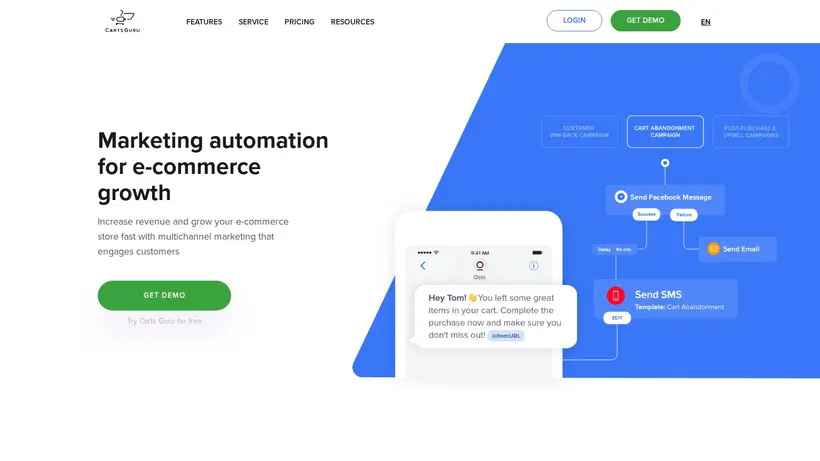 Carts Guru homepage screenshot