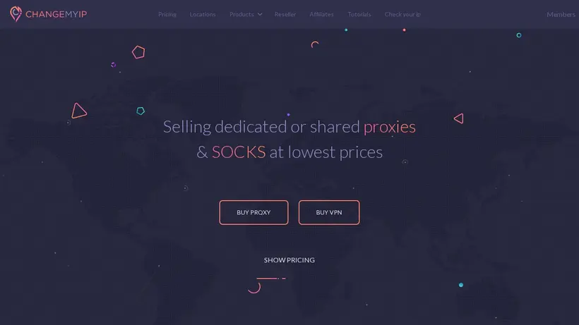 Change My IP homepage screenshot
