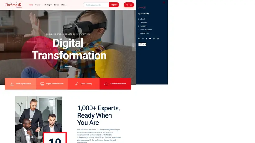 Chrome IS homepage screenshot