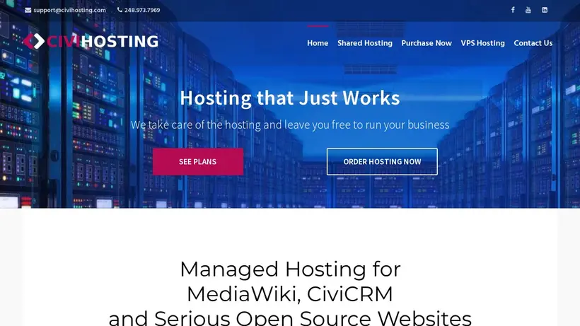CiviHosting homepage screenshot