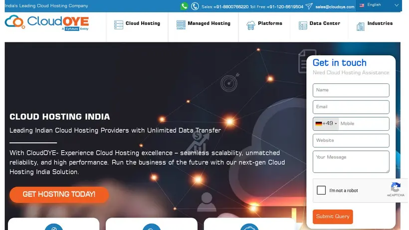 CloudOYE homepage screenshot