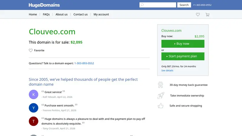 Clouveo homepage screenshot