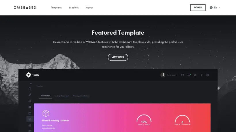 CMS Based homepage screenshot