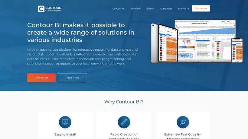 Contour Components homepage screenshot