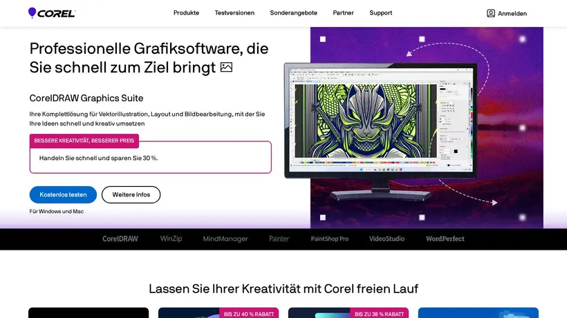 Corel homepage screenshot