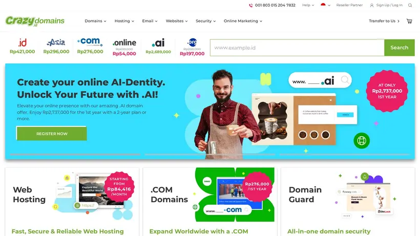 Crazy Domains Indonesia homepage screenshot