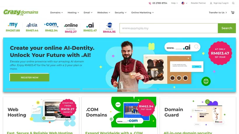 Crazy Domains Malaysia homepage screenshot
