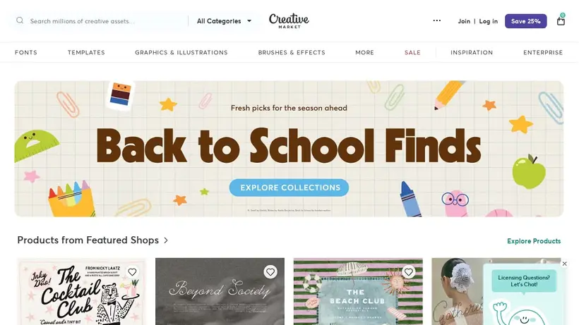 Creative Market homepage screenshot