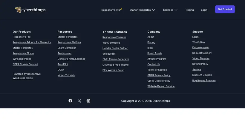 CyberChimps homepage screenshot