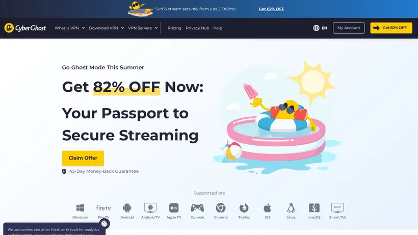 CyberGhost VPN homepage screenshot