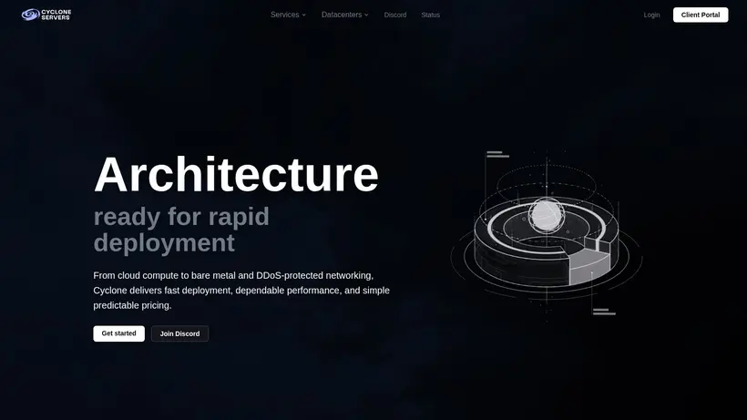 Cyclone Servers homepage screenshot