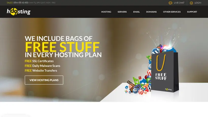 D9 Hosting homepage screenshot