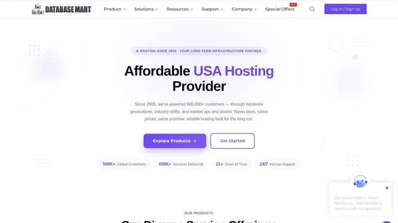 Database Mart homepage screenshot