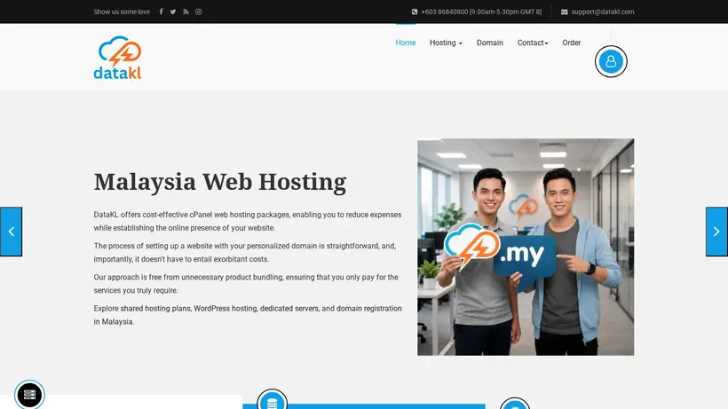 Data KL homepage screenshot