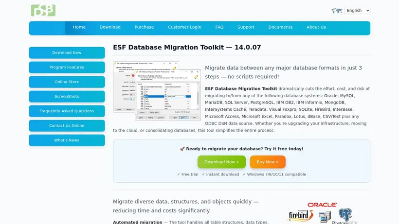 DB Softs homepage screenshot