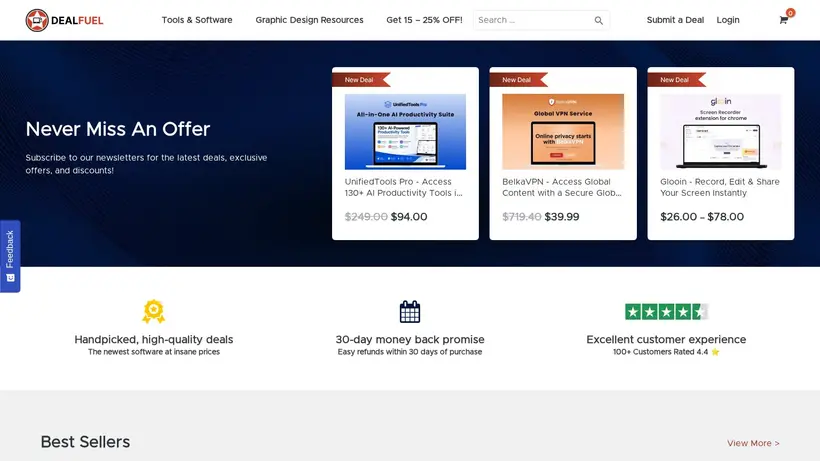 Deal Fuel homepage screenshot