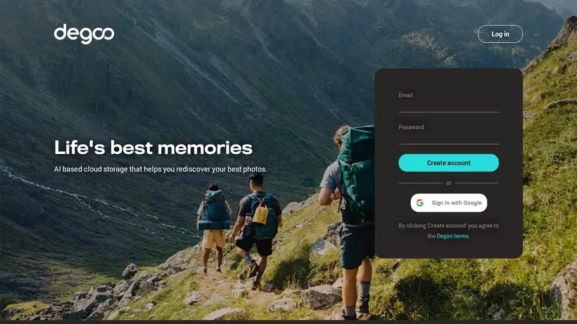 Degoo Cloud homepage screenshot