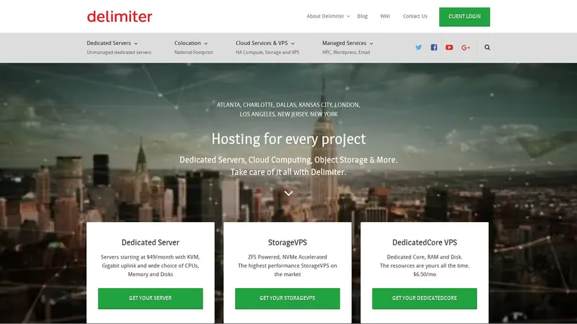 Delimiter homepage screenshot
