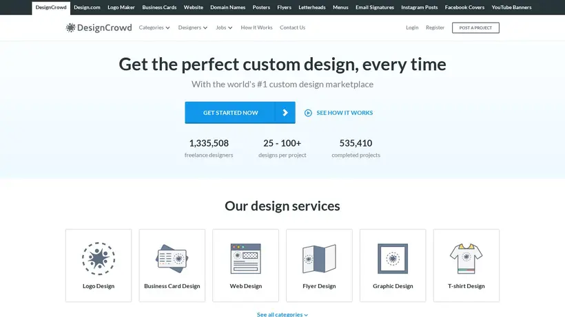Design Crowd homepage screenshot