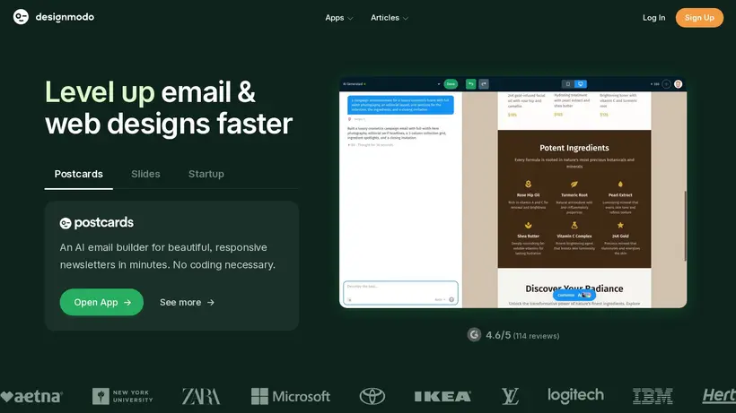 Design Modo homepage screenshot
