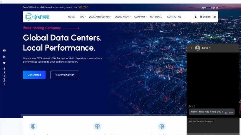 Desi VPS homepage screenshot