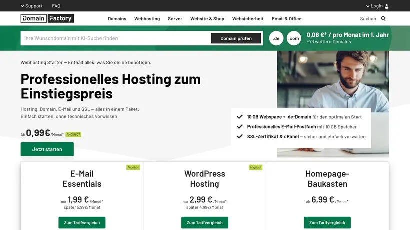 DomainFACTORY homepage screenshot