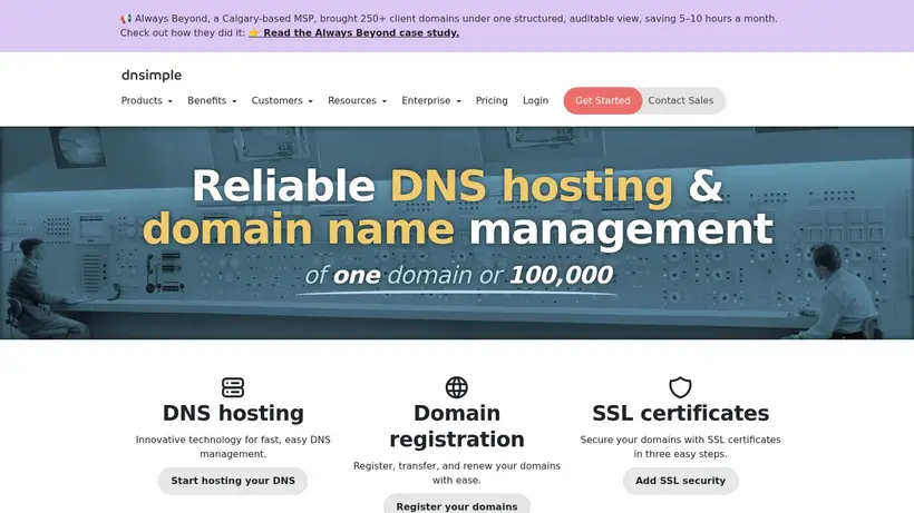 DNSimple homepage screenshot