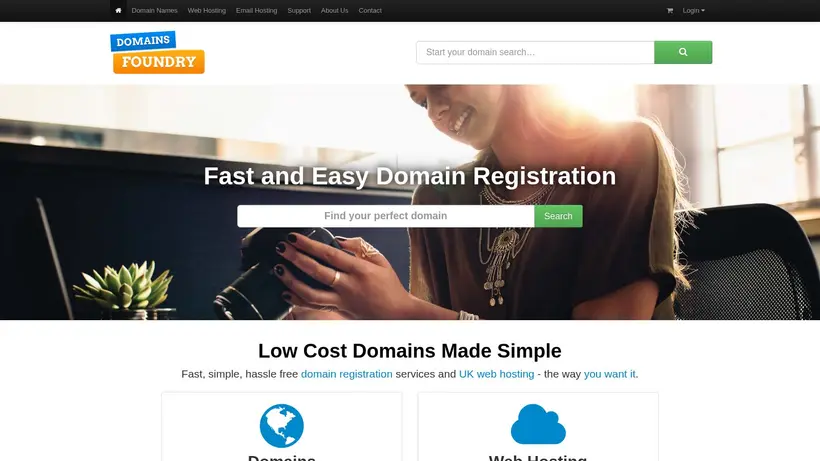 Domains Foundry homepage screenshot
